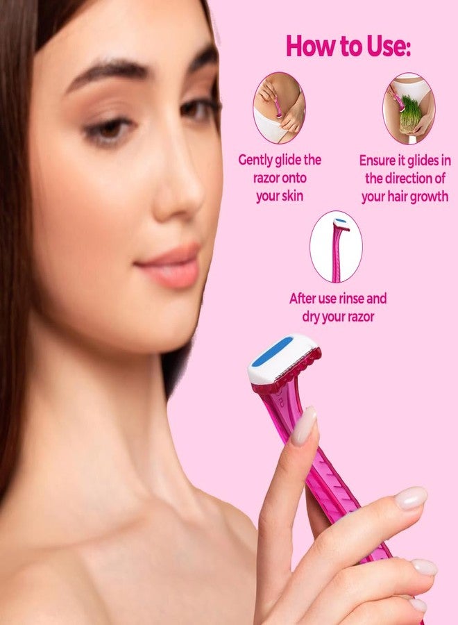 Floren Bikini Line Razor for Women | Aloe Vera & Vit E | Gentle on Skin | Hair Removal Razor | No Irritation | Pack of 2 - Image 3